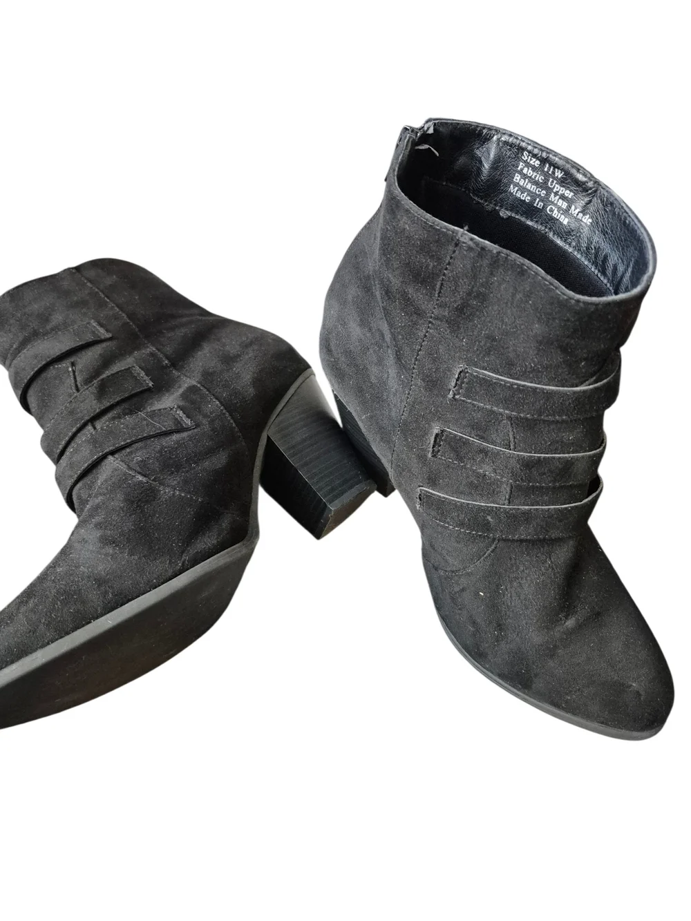 Lane Bryant Black Suede Buckle‎ Ankle Boots 11 W